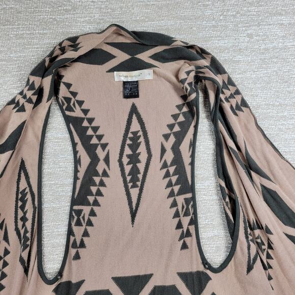 Urban Mangoz Duster Cardigan Womens Small Tan Gray Aztec Southwest Boho Sweater - Picture 6 of 14